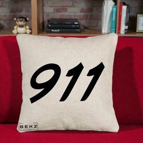Perna Personalizata 911 Bold, 40x40 cm, Bej Canapea, Husa Detasabila, Perna Inclusa, BEKZ®