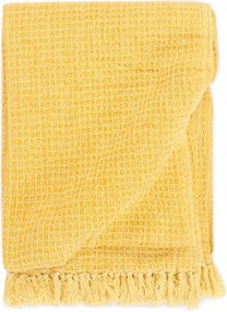 vidaXL Pătură decorativă, galben muștar, 125 x 150 cm, bumbac