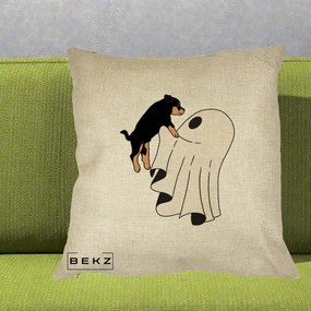 Perna Decorativa Caine Rottweiler Fantoma Halloween, 40x40 cm, Crem, Husa Detasabila, Perna Inclusa, BEKZ®
