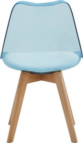 Scaun, albastru transparent, acrilic/piele ecologică/fag, BALI 2 NEW