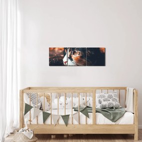 Tablou - Privirea pisicii (cu ceas) (90x30 cm)