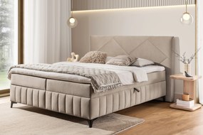 Pat Boxspring Wasil 160x200 cu spațiu de depozitare - catifea bej Element 6