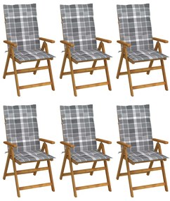 vidaXL Scaune grădină pliabile, cu perne, 6 buc., lemn masiv de acacia