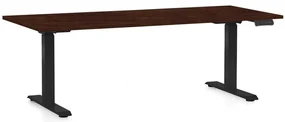 Masă înălțime reglabilă OfficeTech D, 180 x 80 cm, picioare negre, wenge
