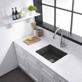 Chiuveta compozit Inter Ceramic finisaj gri granit 55x45 cm fara picurator