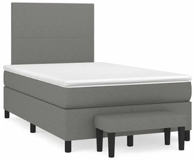 vidaXL Pat box spring cu saltea, gri închis, 120x190 cm, textil
