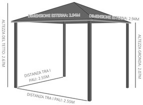 Foisor de Gradina Outsunny cu Acoperis Policarbonat, cadru aluminiu, Cafeniu | Aosom Romania