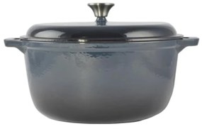 Oală din fontă emailată cu capac 30 cm, 7L – Perfect Home 12402, albastru-gri, pentru gătit în volum mare, cu distribuție termică excelentă