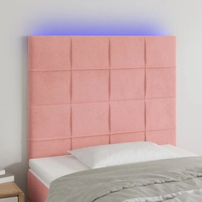 3122471 vidaXL Tăblie de pat cu LED, roz, 100x5x118/128 cm, catifea