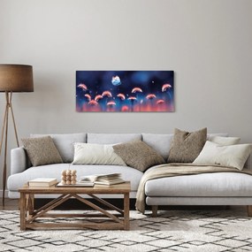 Tablou cu păpădii cu fluture albastru (120x50 cm)