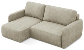 Colțar bej extensibil/cu spațiu de depozitare cu tapițerie din chenille (cu colț pe partea stângă/cu șezlong) Lilo – Makamii