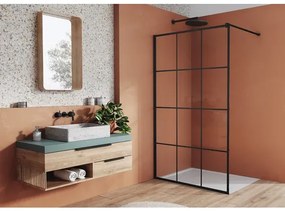 Paravan de dus tip Walk-in SanSwiss Easy STR4P Loft 75 negru mat 140x200 cm sticla securizata 8 mm