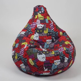 Fotoliu puf copii, Nirvana Light Pufrelax, Material Impermeabil, imprimeu cu pisici - Cattitude