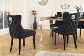 Set 2 scaune Stil Baroc, Catifea, Lemn, Negru, CASTLE DELUXE