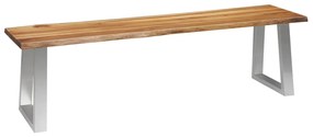 283894 vidaXL Bancă 160 cm Lemn masiv de acacia și oțel inoxidabil