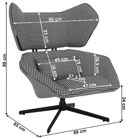 Scaun pivotant de lux, cu model / negru, KAILAN