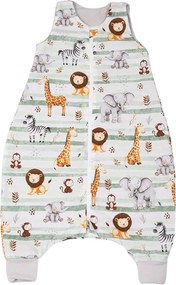 Sac de dormit cu picioare de vara pentru copii 18-36 luni Kidizi Safari Green 0.5 tog, mansete transformabile in soseta