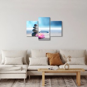 Tablou cu nisip, crin și pietrele spa (90x60 cm)