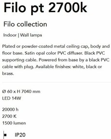 Lampa LED suspendata, tip lampadar, 2700K, alb, Filo pt