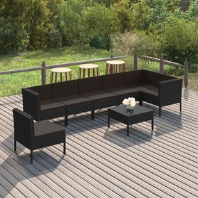 3094389 vidaXL Set mobilier de grădină cu perne, 8 piese, negru, poliratan