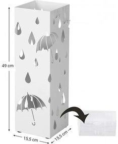 Suport Umbrela Drops Alb, 15.5 x 15.5 x 49 cm