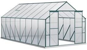 Outsunny Sera din aluminiu kit sera de gradina walk-in din policarbonat cu ventilatie 244 x 500 x 216cm, Transparenta | Aosom Ro
