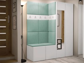 Mobilier hol Tovenaz XII (Alb + verde deschis) (cu oglindă). 1104804