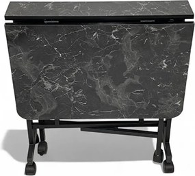 Masa Bucatarie pliabila cu roti Homs negru marmorat 120 x 80 x 74 cm