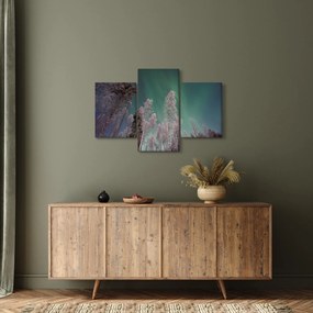 Tablou cu aurora borealis deasupra pomilor înghețați (90x60 cm)