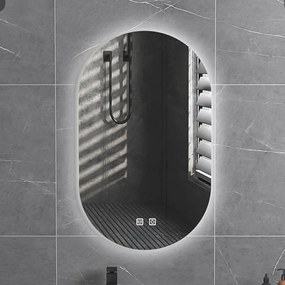 Oglindă baie, Multifuncțională, Iluminare LED Touch, Sistem Dezaburire, 90x60 cm