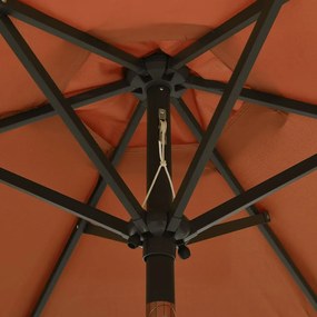Umbrela de soare cu lumini LED, caramiziu, 200x211cm, aluminiu Terracota