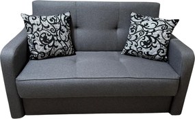 Canapea SAMY extensibila, 2 locuri, cu lada de depozitare, stofa gri, cadru metalic, 152x100x92 Gri, Stofa