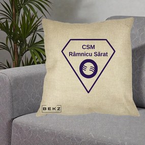 Perna Personalizata CSM Ramnicu Sarat Fotbal, 40x40 cm, Crem, Husa Detasabila, Perna Inclusa, BEKZ®