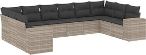 vidaXL Set canapele de grădină cu perne 10 piese gri deschis poliratan
