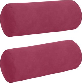 vidaXL Perne Bolster 2 pcs Roșu Vin Ø 15 x 40 cm Țesătură din corduroy
