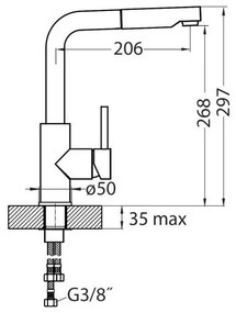 ALVEUS 1135365 - Baterie chiuvetă SARA cu duș extractibil, 29,7 cm crom lucios