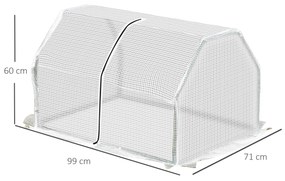 Mini Seră Outsunny pentru grădină și balcon din plastic PE și oțel cu închidere cu fermoar, 99x71x60 cm, de culoare alb transparent | Aosom Romania