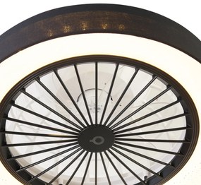 Ventilator de tavan negru cu efect de stea 47cm Incl. LED Dimmabil cu telecomandă - Emily