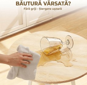 HOMCOM Masă Înaltă Rotundă cu Raft, Masă Modernă pentru Bucătărie sau Dining, PAL, Metal, Lemn Natural și Alb | Aosom Romania