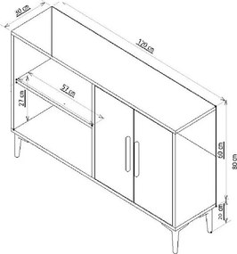 Consola, Hanah Home, Ahart, 120x80x30 cm, Alb/Auriu