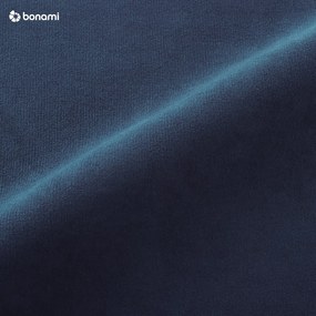 Colțar extensibil din catifea cu șezlong pe partea dreaptă Miuform Stylish Stan, albastru închis