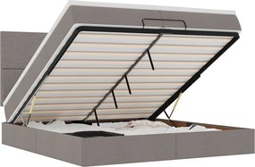 vidaXL Cadru de pat otoman cu saltele Taupe 200x200cm țesătură