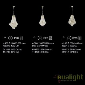 Lustra, Pendul cristal, inaltime reglabila, diam.38cm, CAESAR SP6 ORO 114729