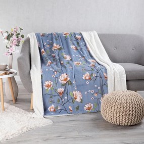 Pătură cu blăniță MAGNOLII aurie 150 x 200 cm