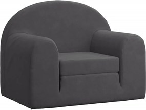 vidaXL Canapea extensibilă pentru copii, antracit, pluș moale