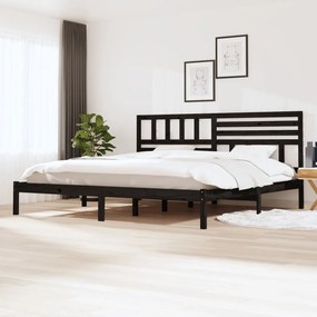 3101047 vidaXL Cadru de pat, negru, 200x200 cm, lemn masiv de pin