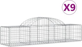 vidaXL Coșuri gabion arcuite 9 buc, 200x50x40/60 cm, fier galvanizat