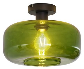 Plafonieră retro neagră cu sticlă verde - Bizle