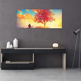 Tablou - casa în deal (120x50 cm)