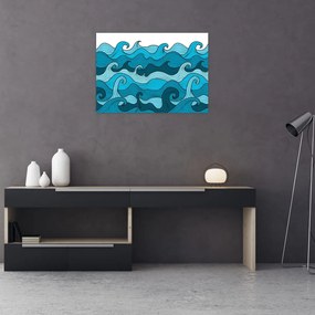 Tablou pe sticlă - Marea, abstracție (70x50 cm)